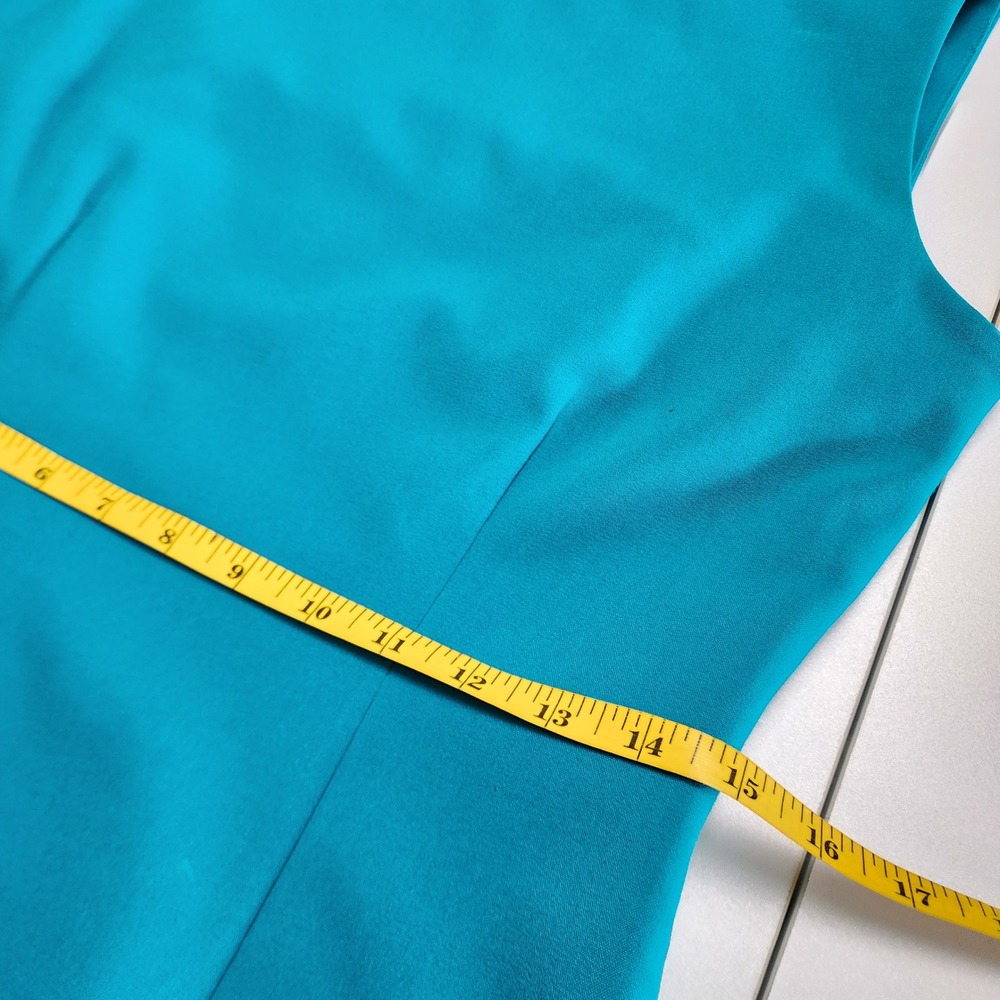 Calvin Klein Womens Teal Sleeveless Sheath Dress w Gold Side Zip Accents Size 6 - Picture 11 of 13